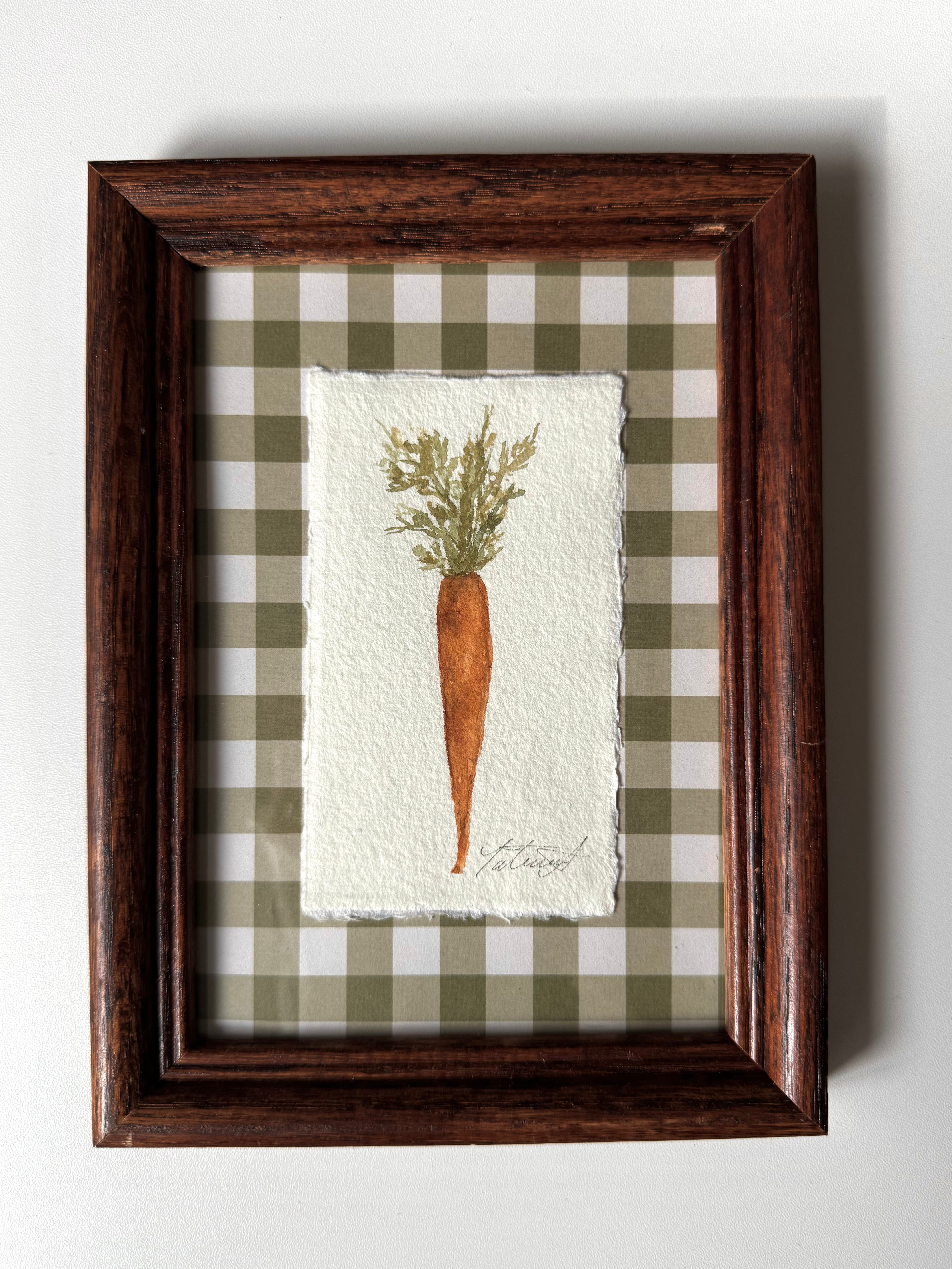 The Vintage Carrot Watercolor Original Framed Art