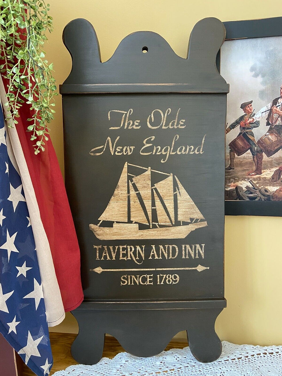 Colonial Inn Signes Handcrafted Vintage OLD NEW ENGLAND SHIP INN Tavern Sign | N.E. Country ...