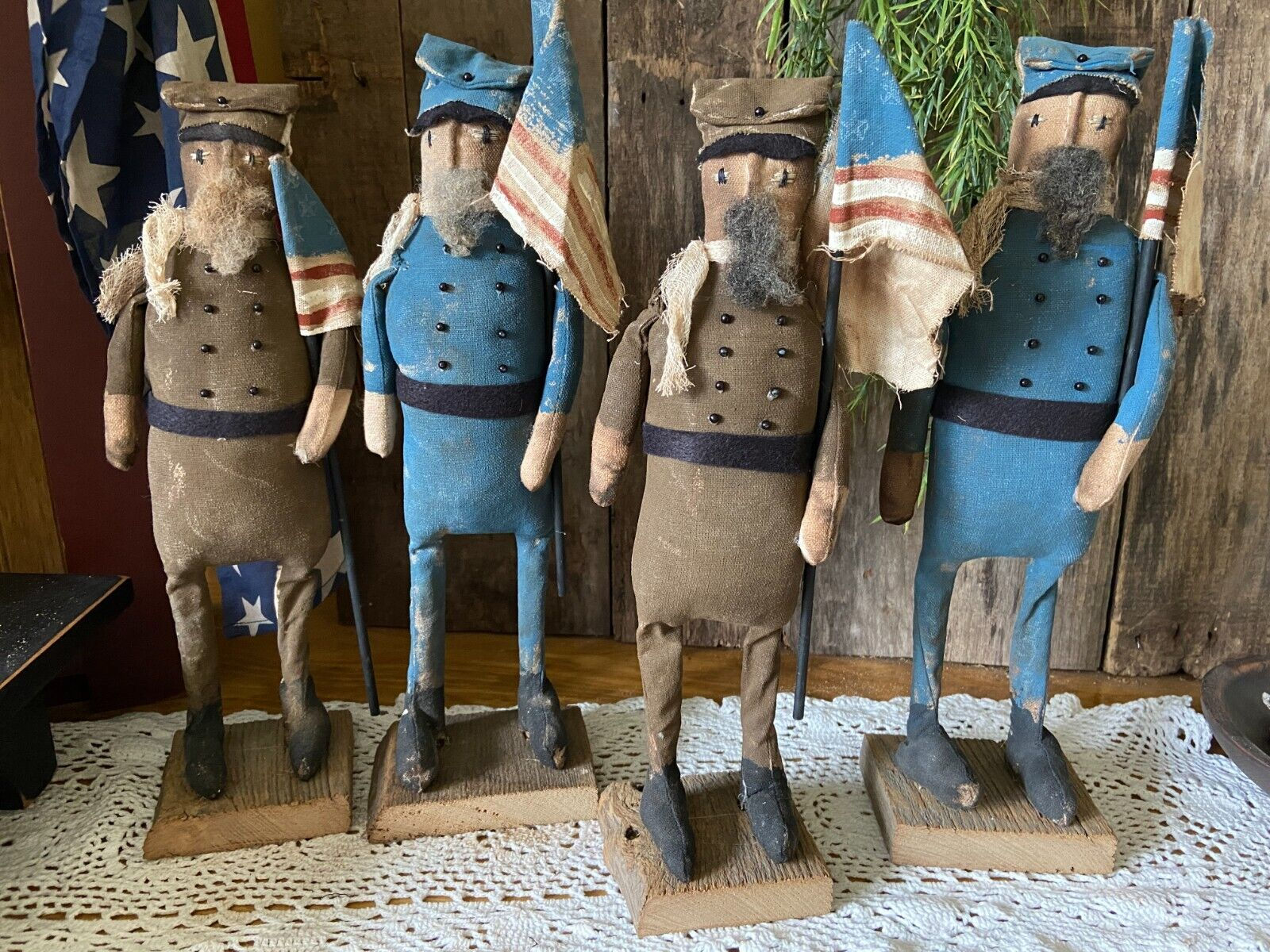 Early American Primitive Patriotic Civil War Soldier Dolls