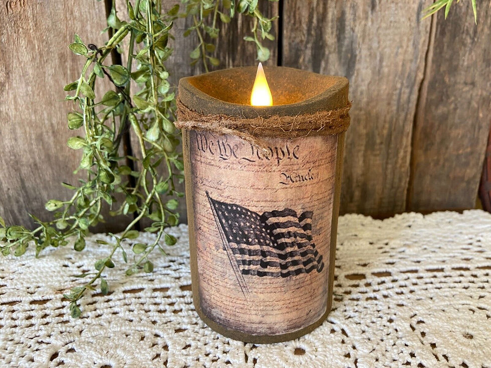 Patriotic Flickering Flameless Timer Pillar Candle