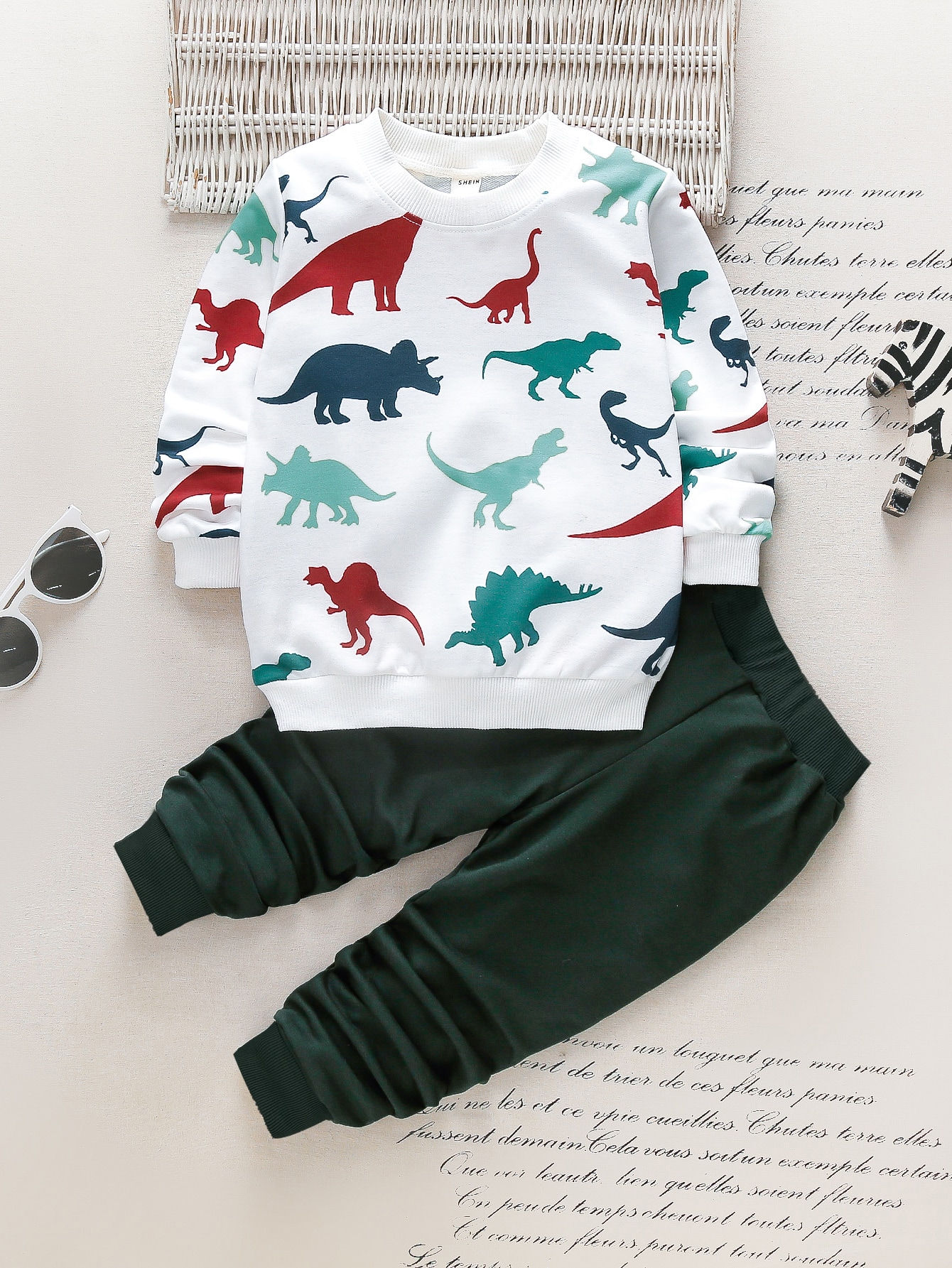 Dinosaur-Printed Sweatshirt & Sweatpants Set for Kids