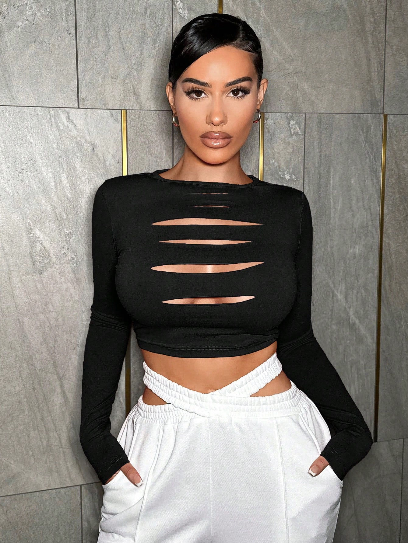 Cut Out Front Crop Tee