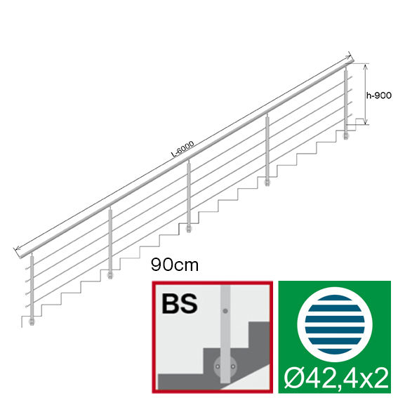 Miniatura: Railing in Acciaio Inox AISI 304 per Scale