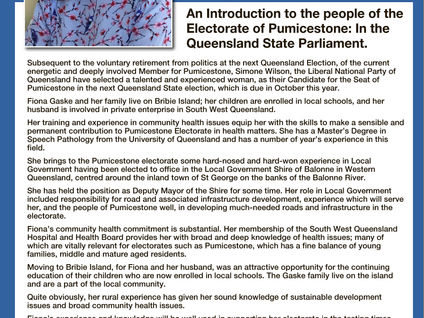 Fiona Gaske: LNP Candidate for the State Electorate of Pumicestone