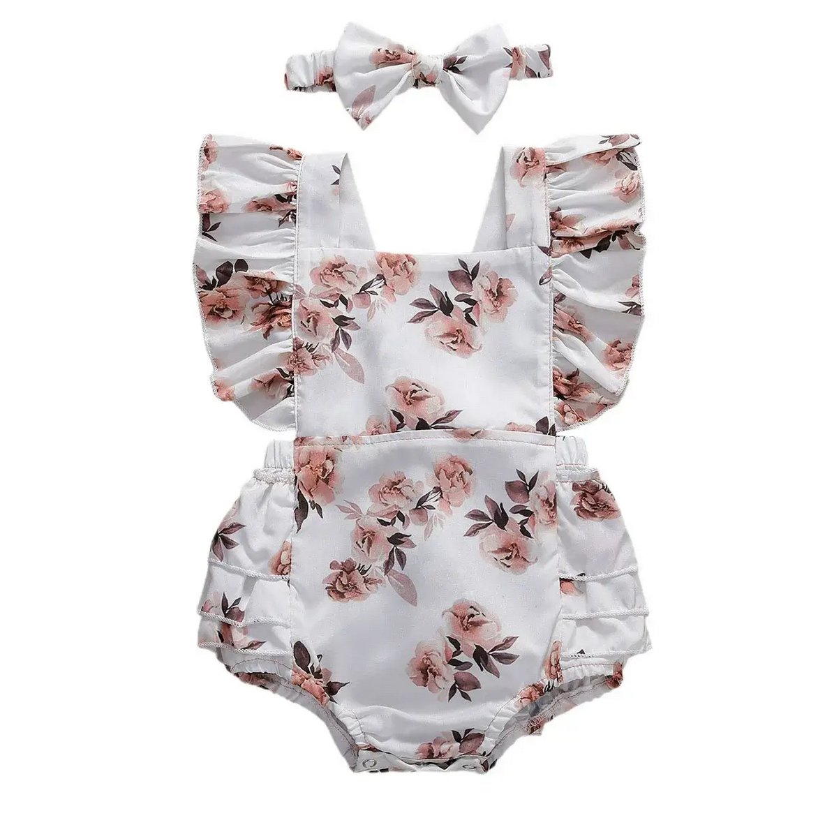 Baby girl romper and headband set
