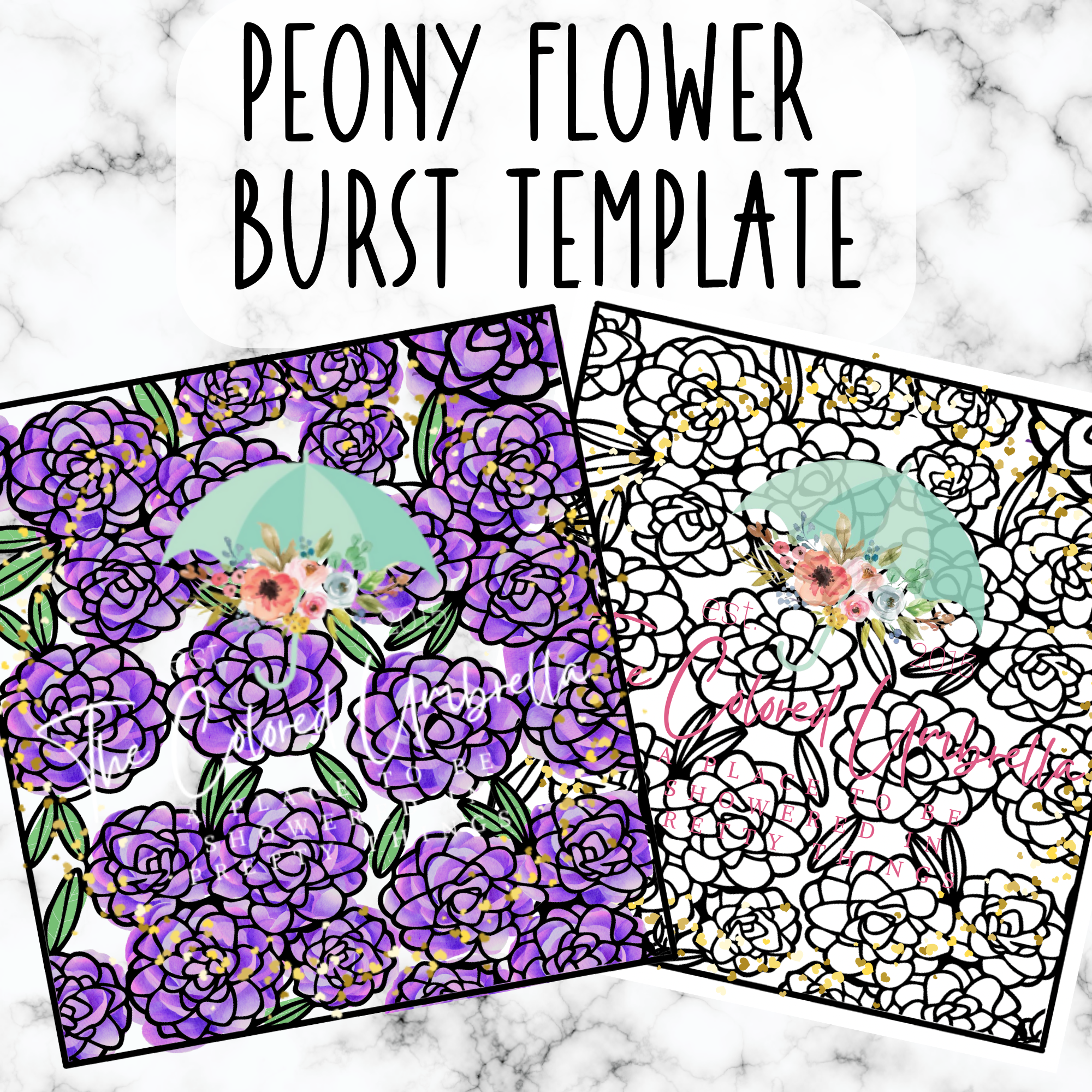 Peony Flower Burst Tumbler Template