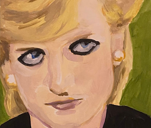 Princess Di looks up beguilingly through her black eyeliner