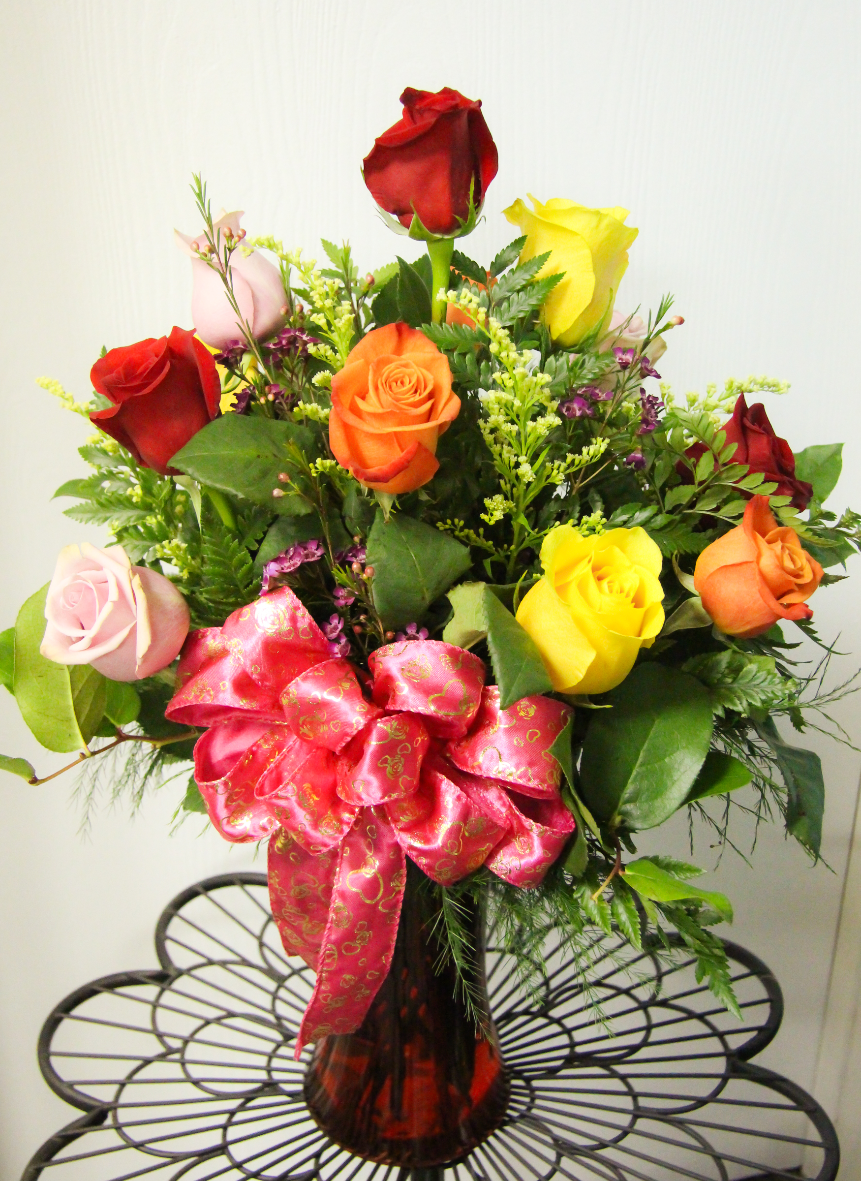 Dozen Mixed Roses Arranged