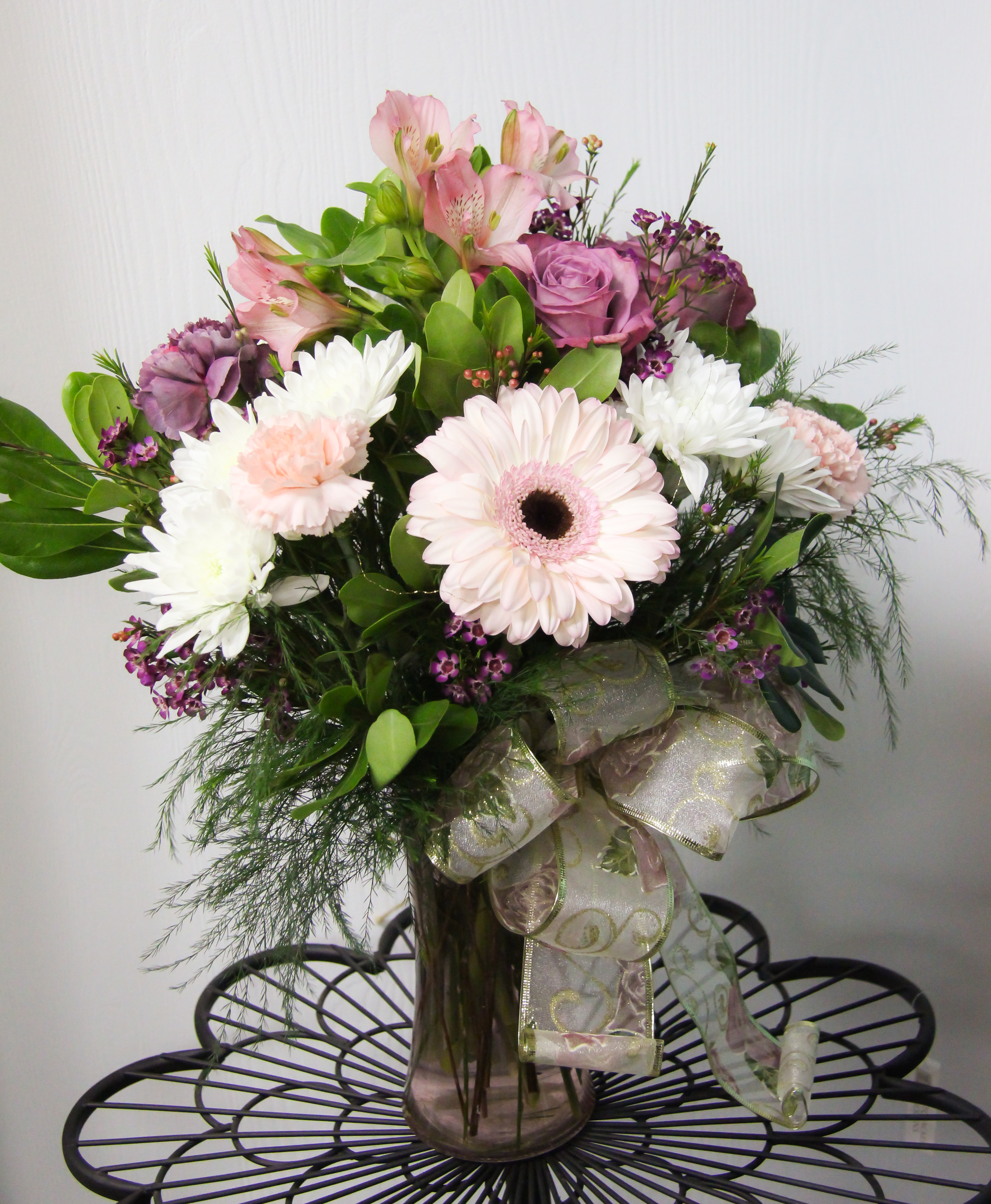 Pink and Purple Vase Arrangement