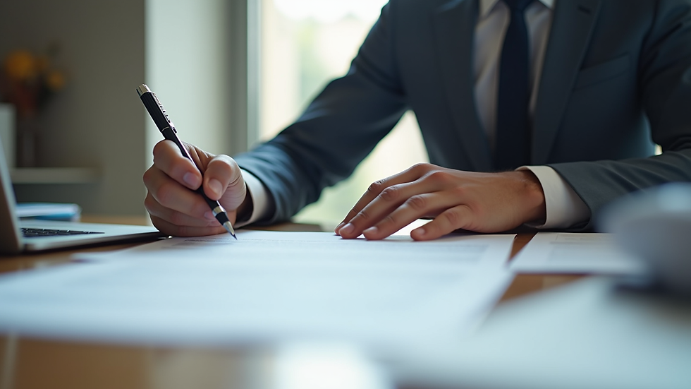 Close-up view of a PR professional preparing a press release in an office
