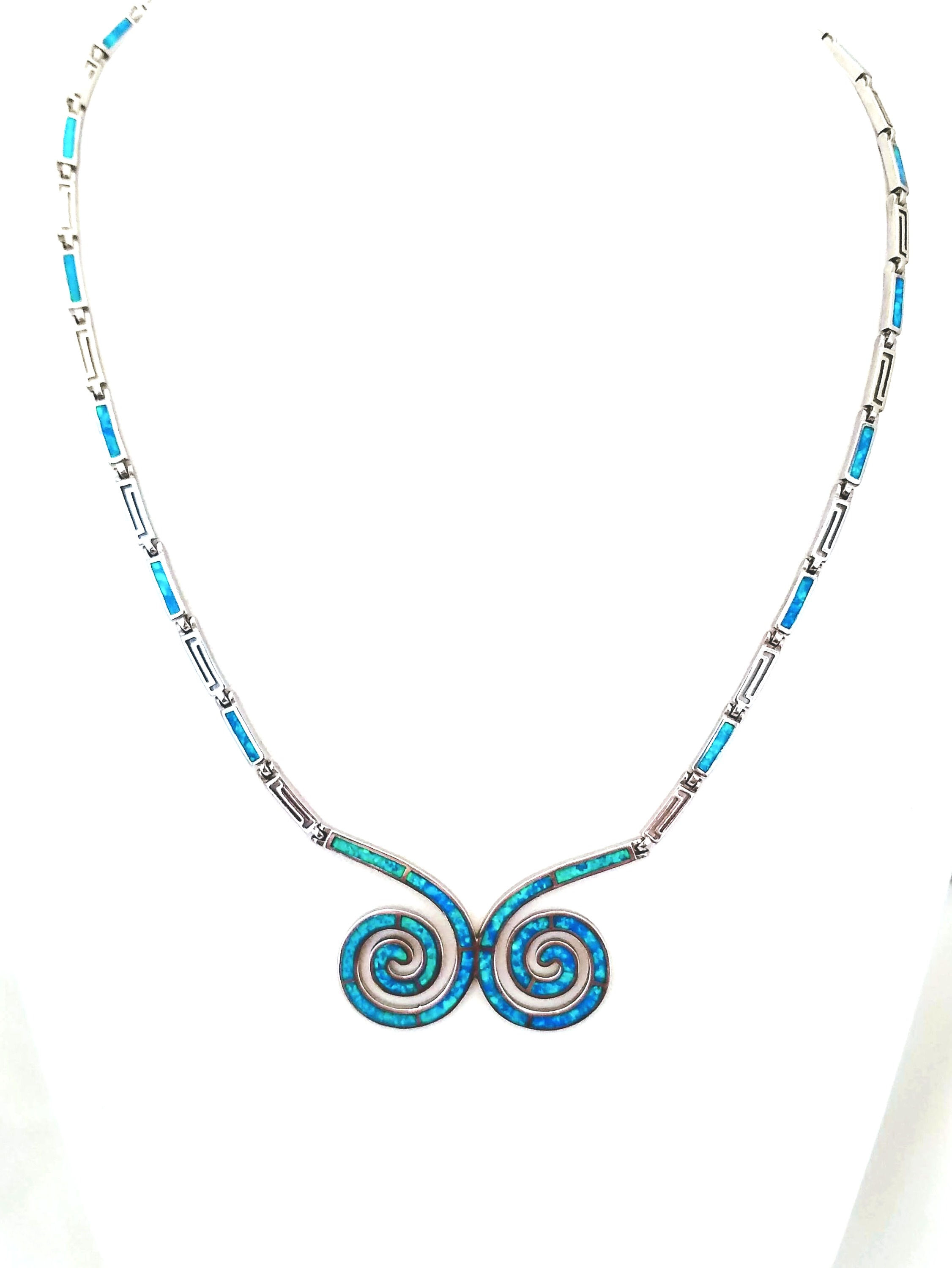 Meander Necklace with opal