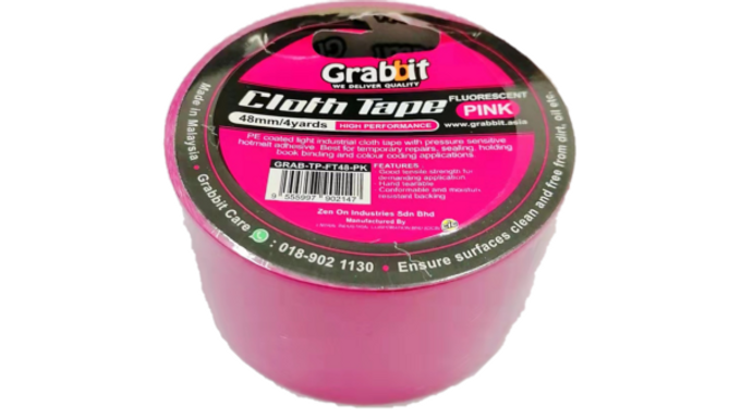 CP GRABBIT FLUORESCENT CLOTH TAPE 48MM PINK FT48-PK