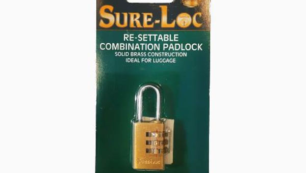 Sure Loc LG20-3 Combination Lock-Brass N26019