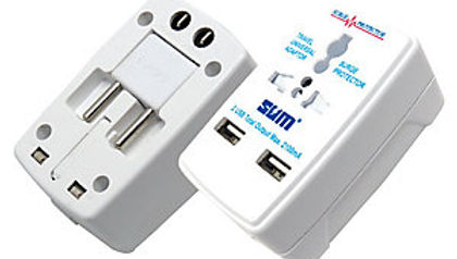 SUM TRAVEL ADAPTOR WITH 2 USB PORTS 3399