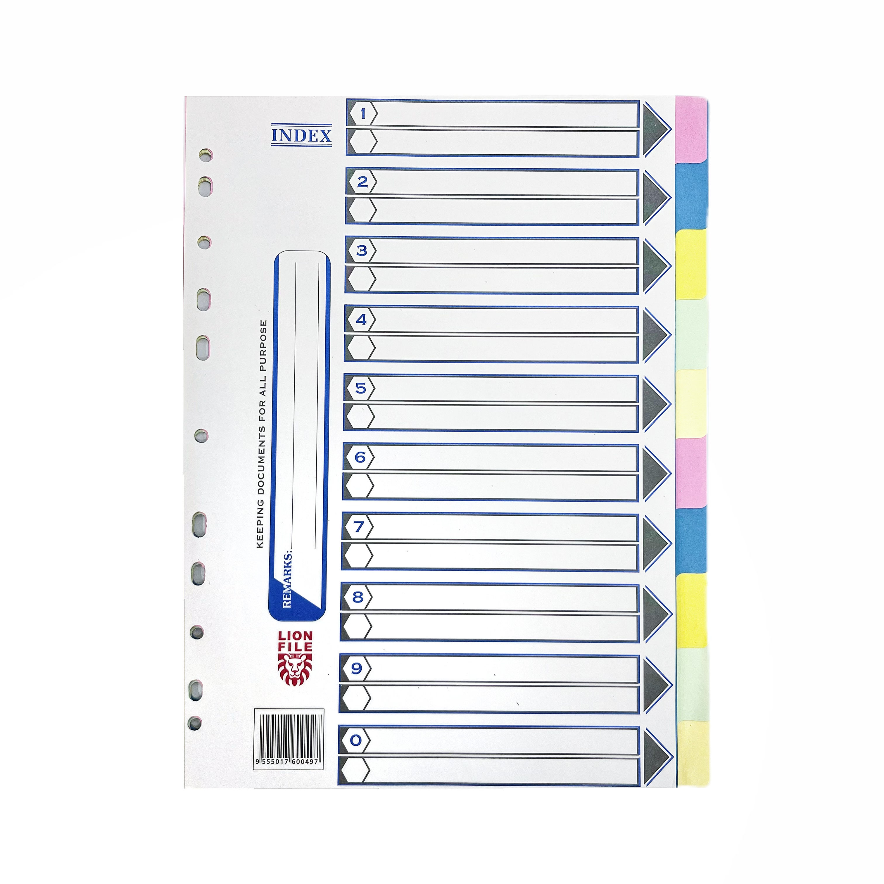LION INDEX DIVIDER 10 COLORS