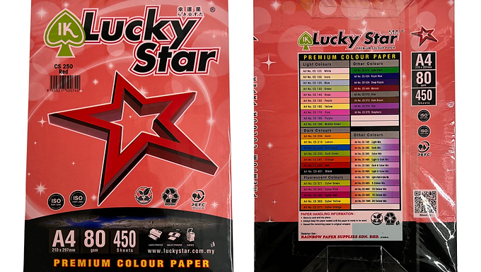 LUCKY STAR A4 80G C/S RED -450'S A4CSLS450-250