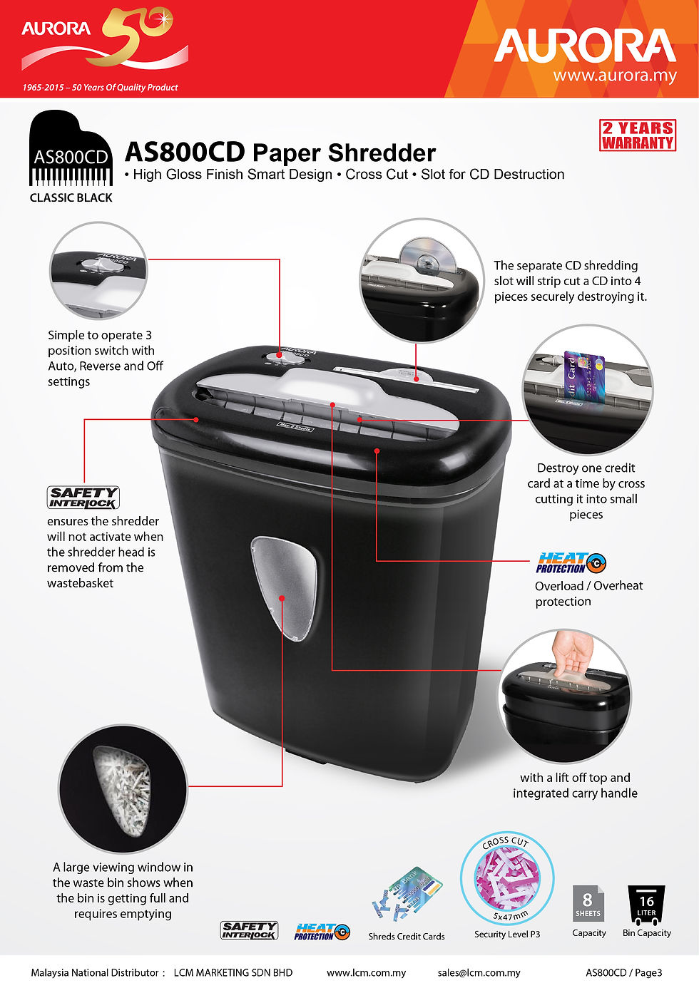 Thumbnail: Aurora Shredder AS800CD