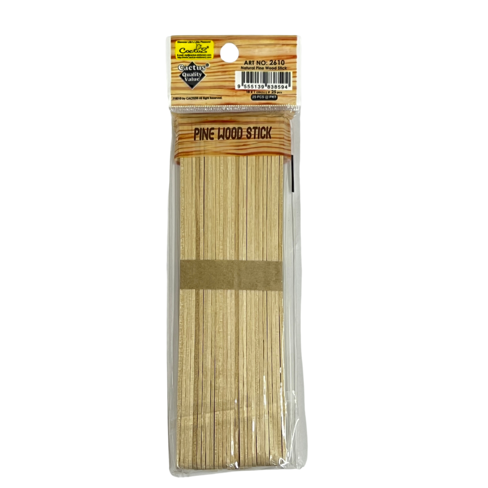 CACTUS NATURAL PINE WOOD STICK (18CMX1X0.2) 25'S E-2610