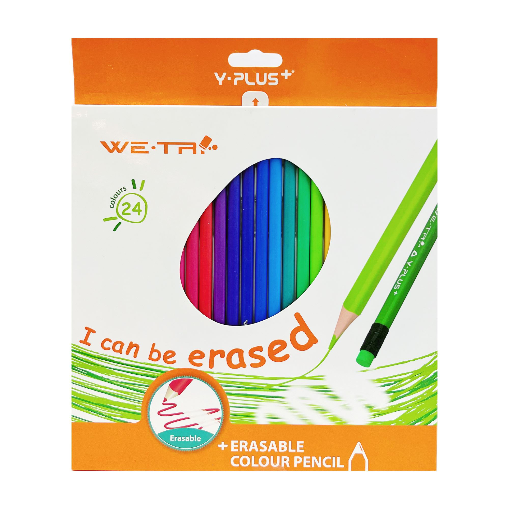 YPLUS WE-TRI ERASABLE COLOR PENCIL WITH ERASER 24PCS TC180200