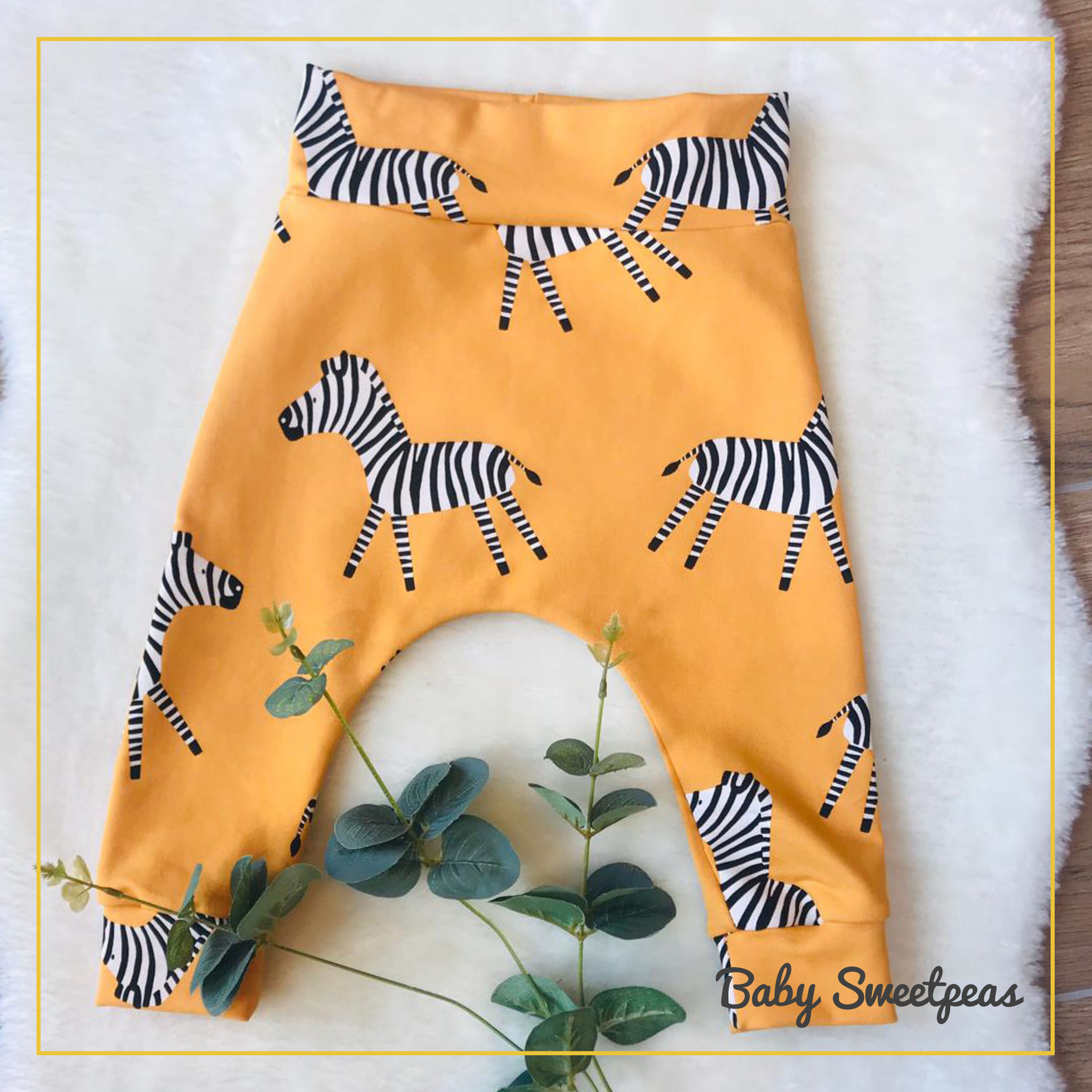 Handmade Yellow Zebra Joggers