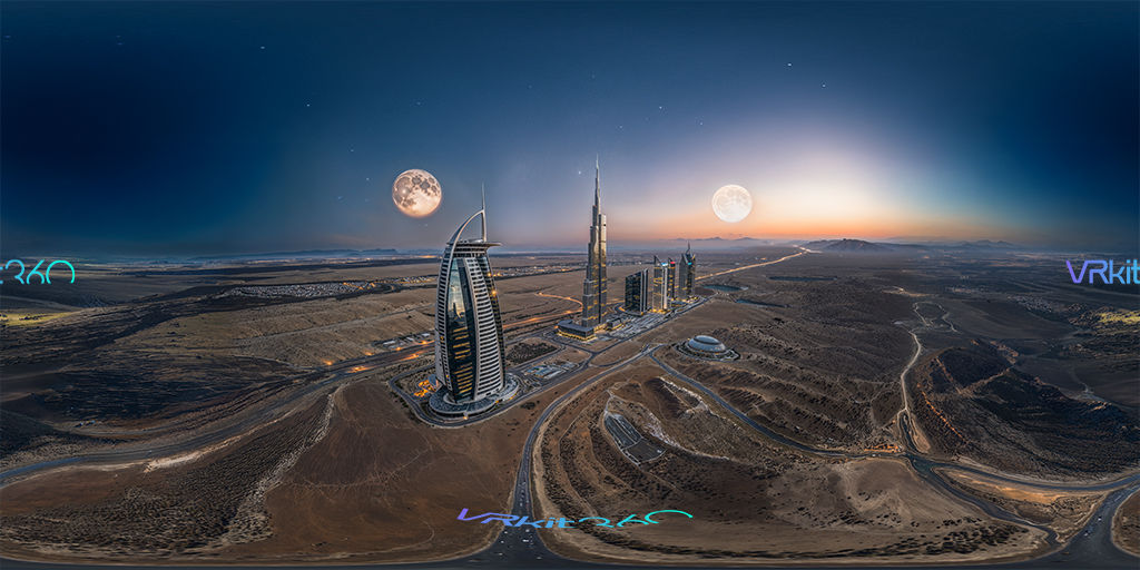Futuristic city in desert v2 8K VR
