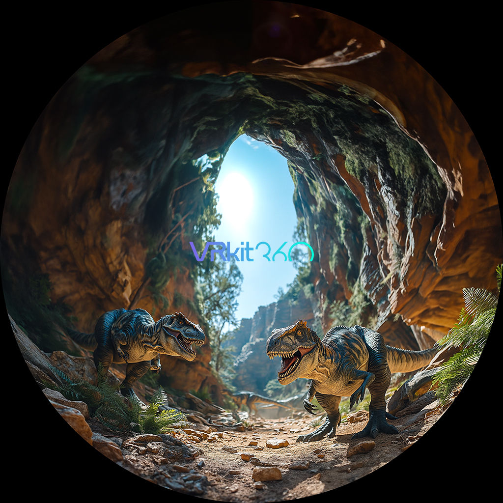 Dinosaur fighting 8K Fisheye