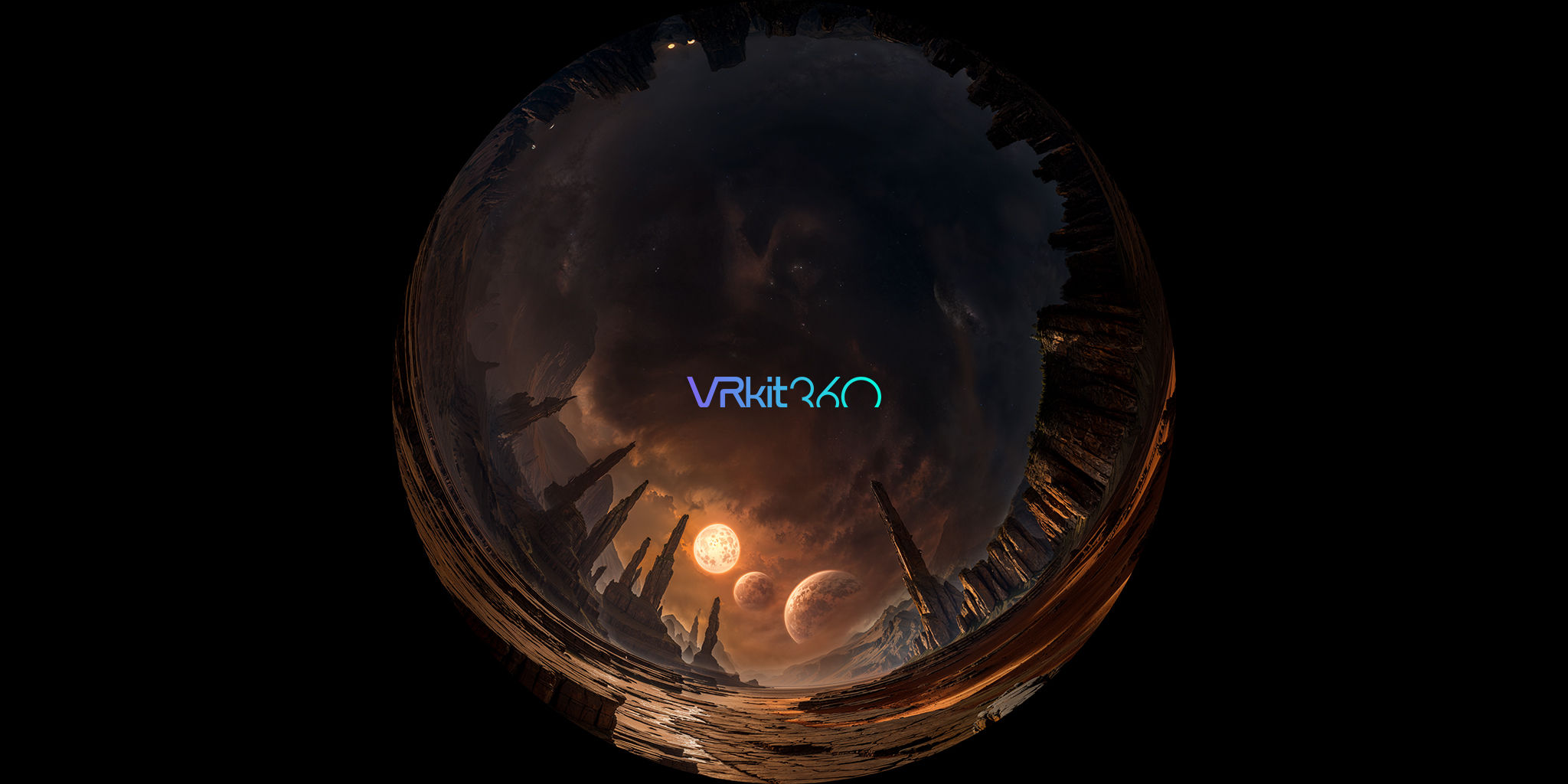 Alien Planet with 2 moons 8K Fisheye