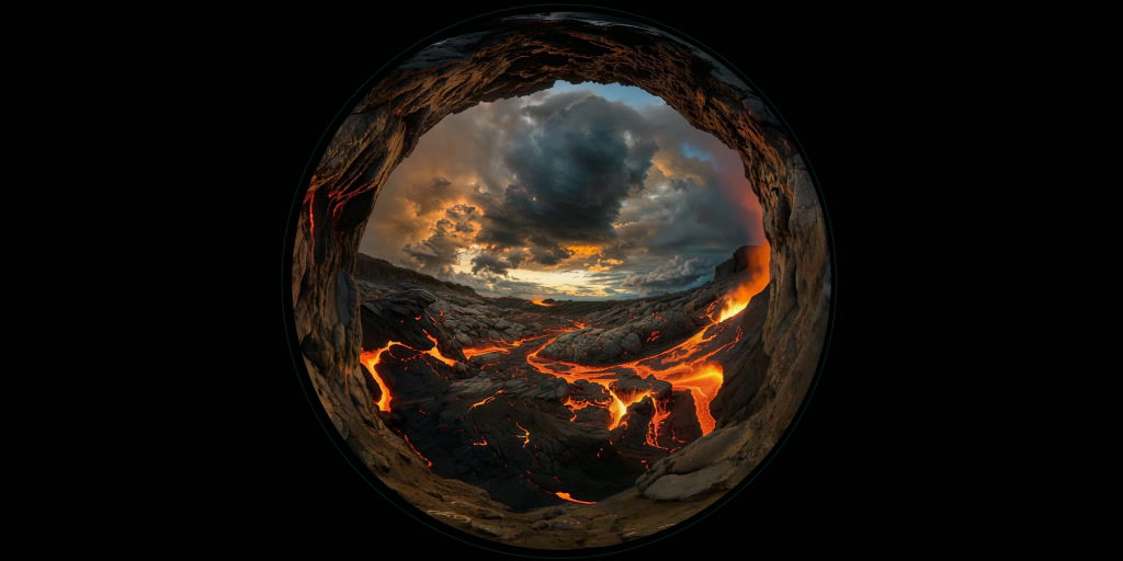 Volatile Earth: Molten Lava Landscape 4K Fisheye