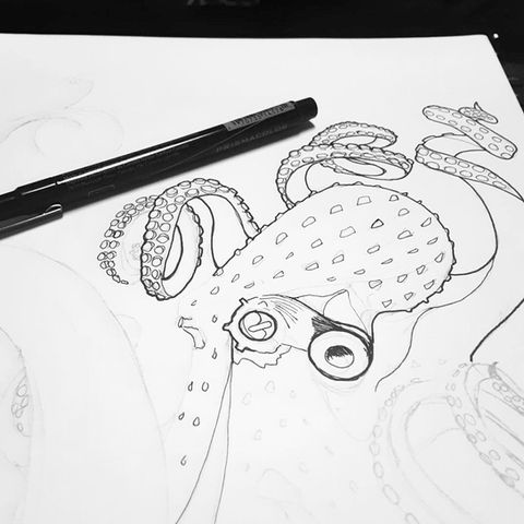 Work in progress of my octopus print