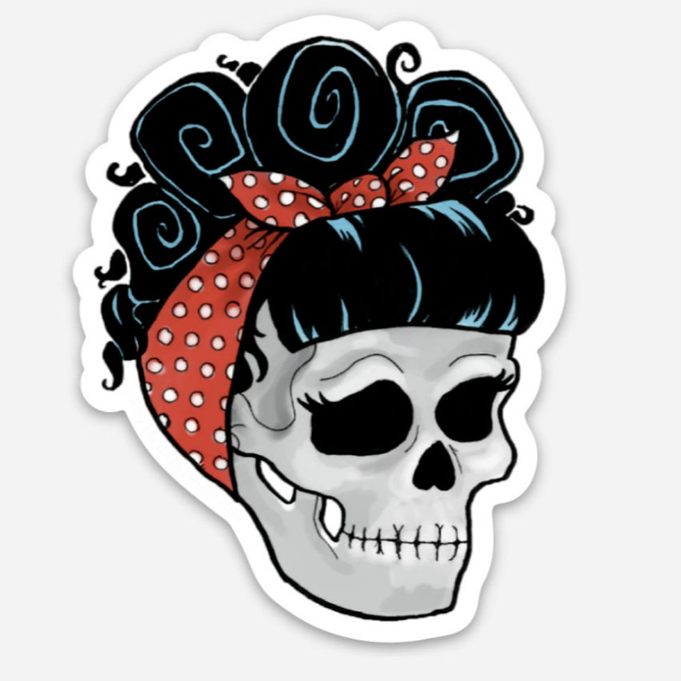 Pin up Skull Sticker
