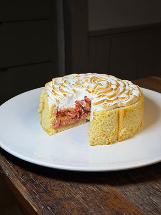 Tarte fraise & rhubarbe meringuée