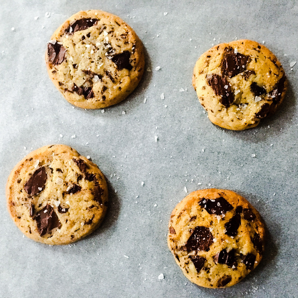 Salted Chocolate Chip Tahini Cookies
