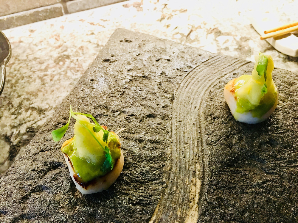 Canadian scallops, jalapeño, green apple x garlic mayonnaise