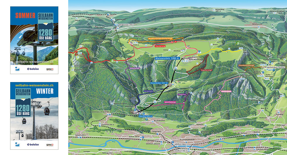 Seilbahn Weissenstein, Karte, Faltflyer
