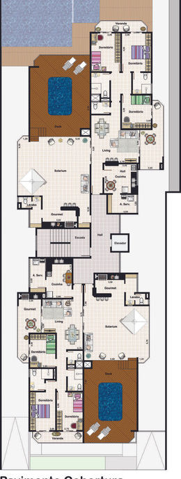 Planta tipo A do apartamento Sole Residence