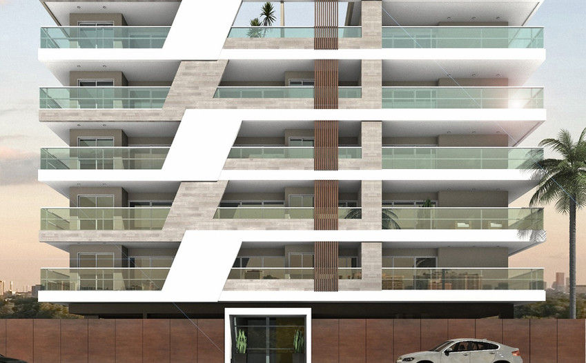 Ilustração da fachada frontal do Zion Residence