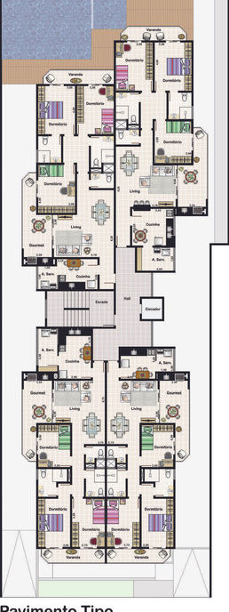 Planta tipo B do apartamento Sole Residence