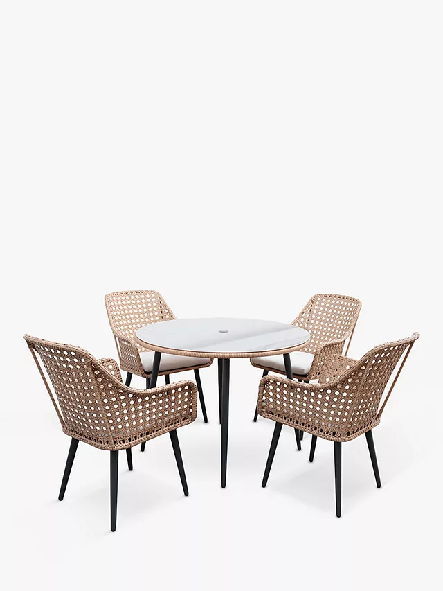 KETTLER Menos Boho 4-Seater Dining Table and 4 Chairs | Luxury Rattan ...