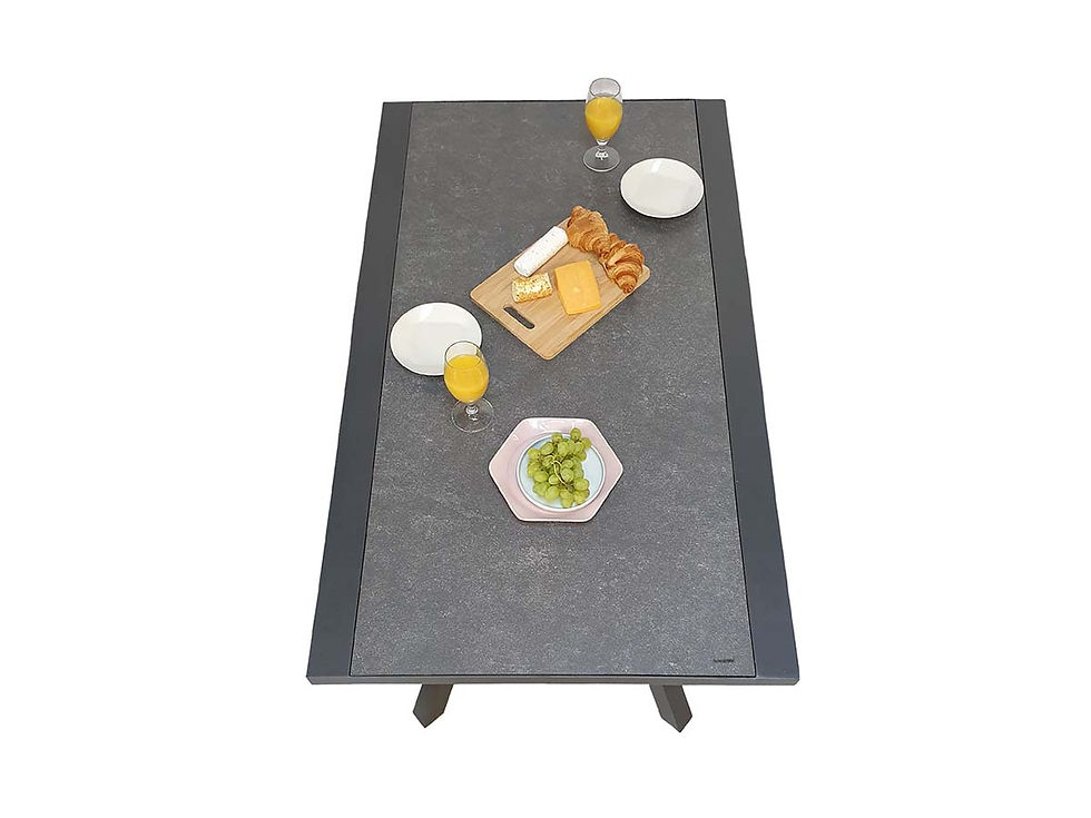 Thumbnail: Kansas Reclining Lounge Set with Dining Table - Anthracite Grey