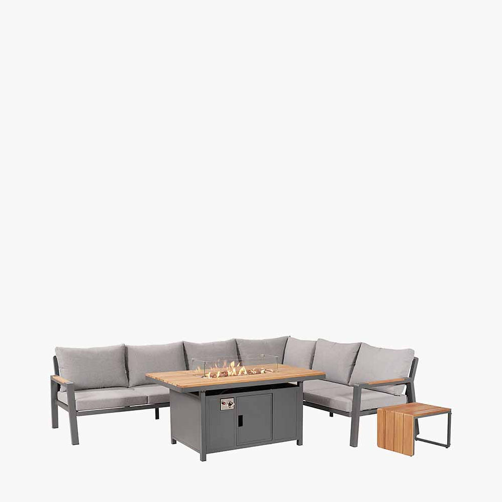 Thumbnail: Santorini Anthracite Outdoor Corner Seating Set Inc Firepit Table
