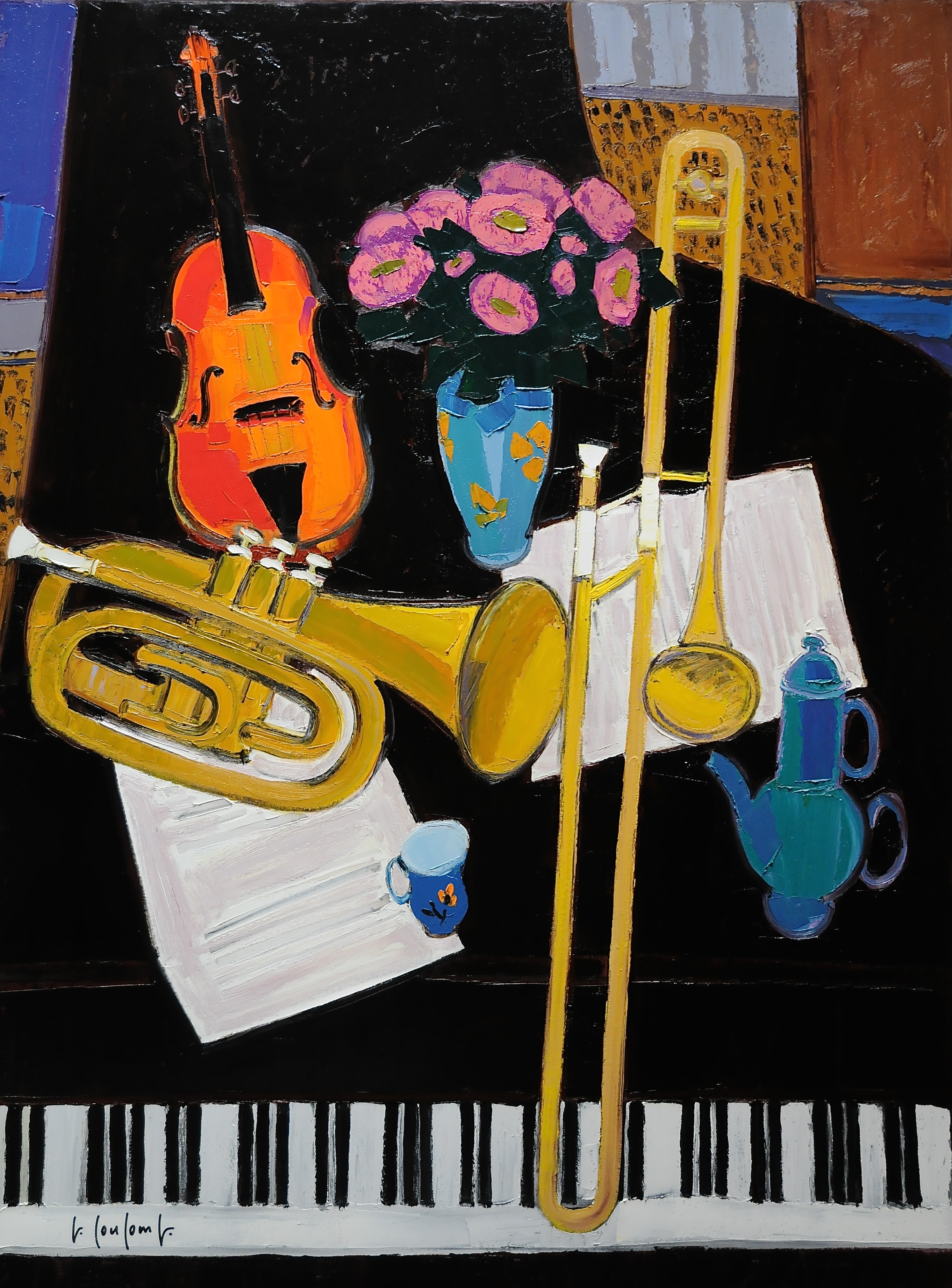 MUSICAL INSTRUMENTS IN ROSE BOUQUET
