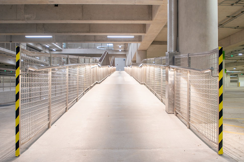 LED Handrail Illuminated ramp inside metrolinx station