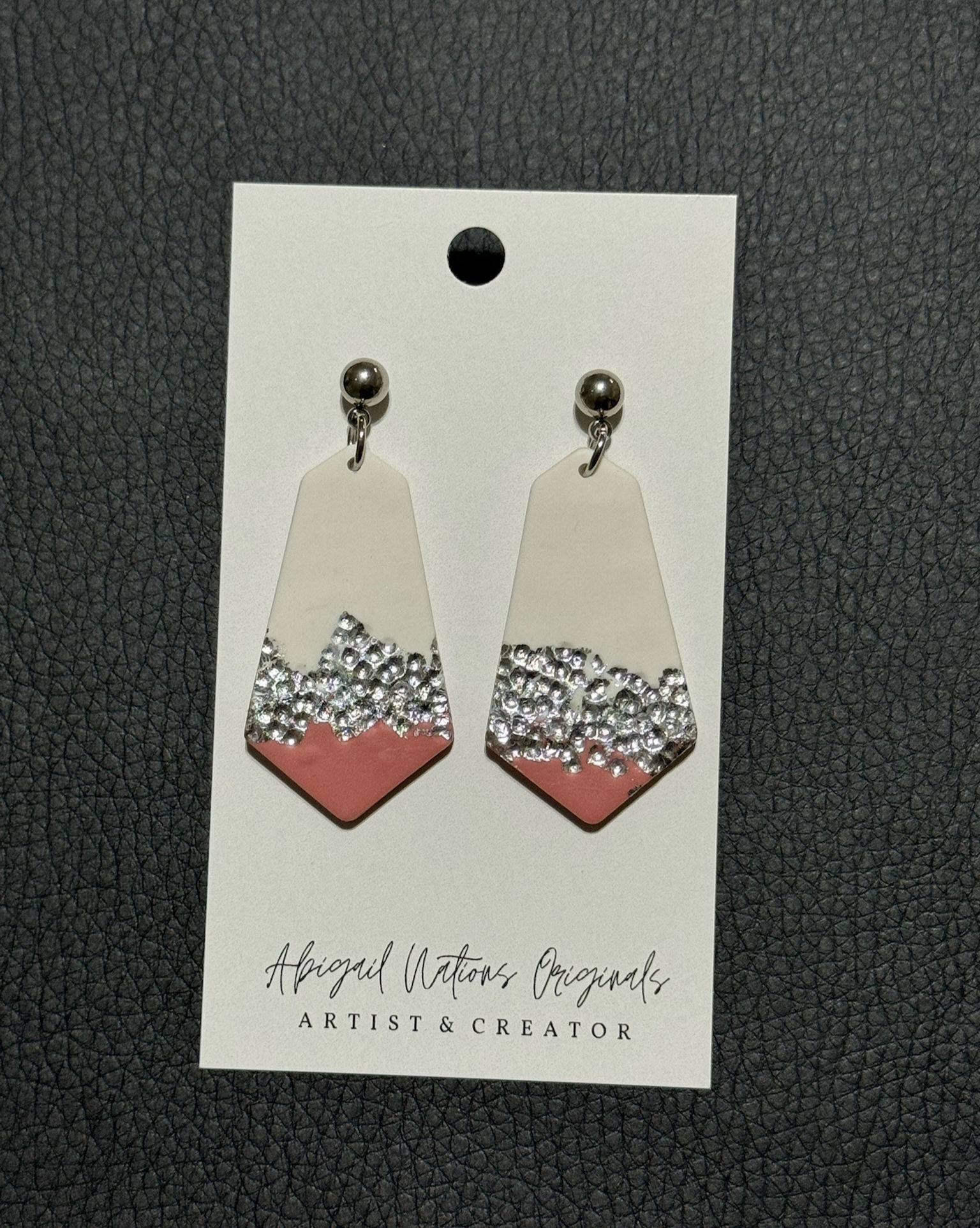 Jasmine Porcelain Hammered Silver Leaf Dangle