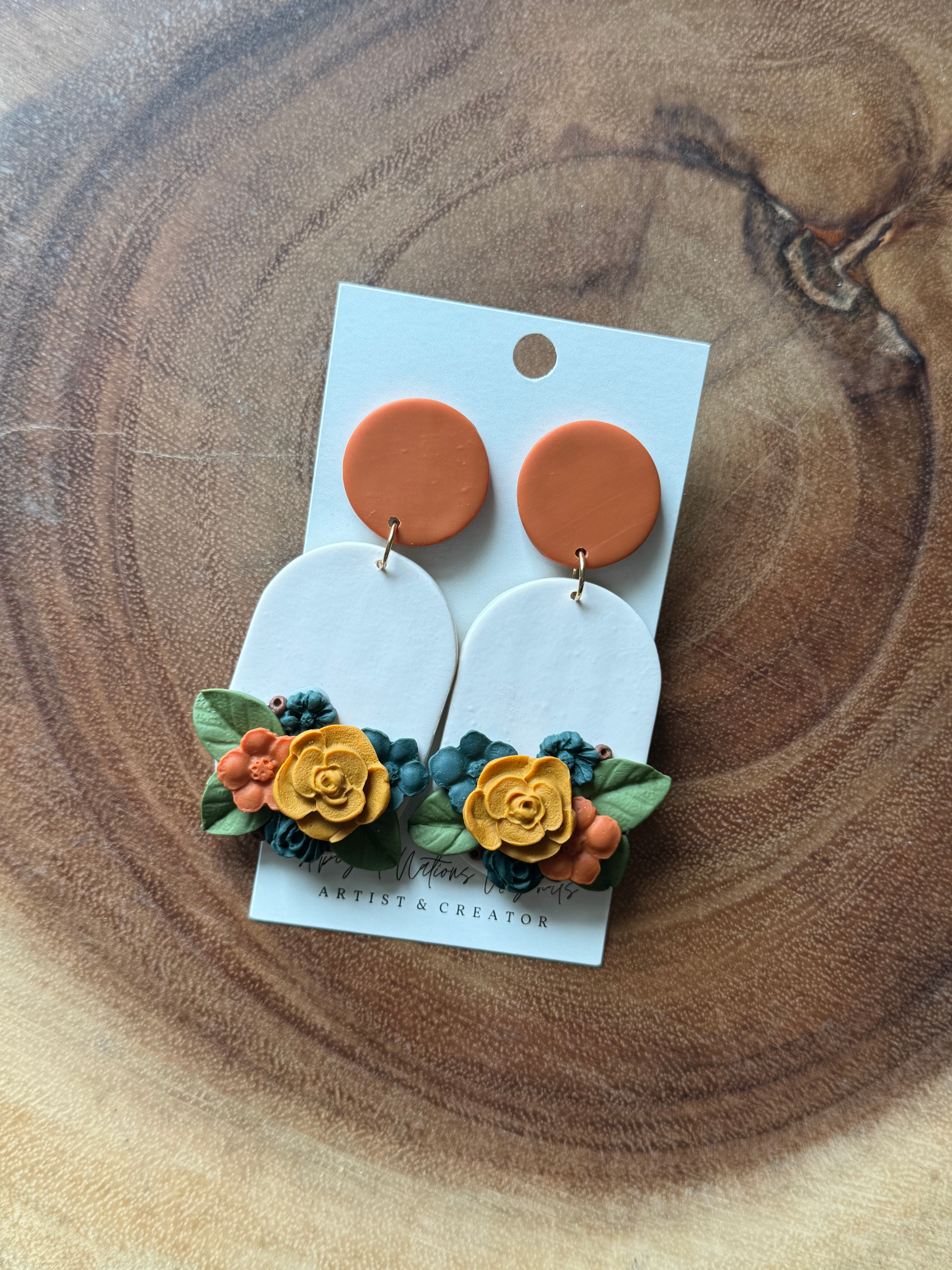 Susan Jewel Floral Dangle - ORANGE 1