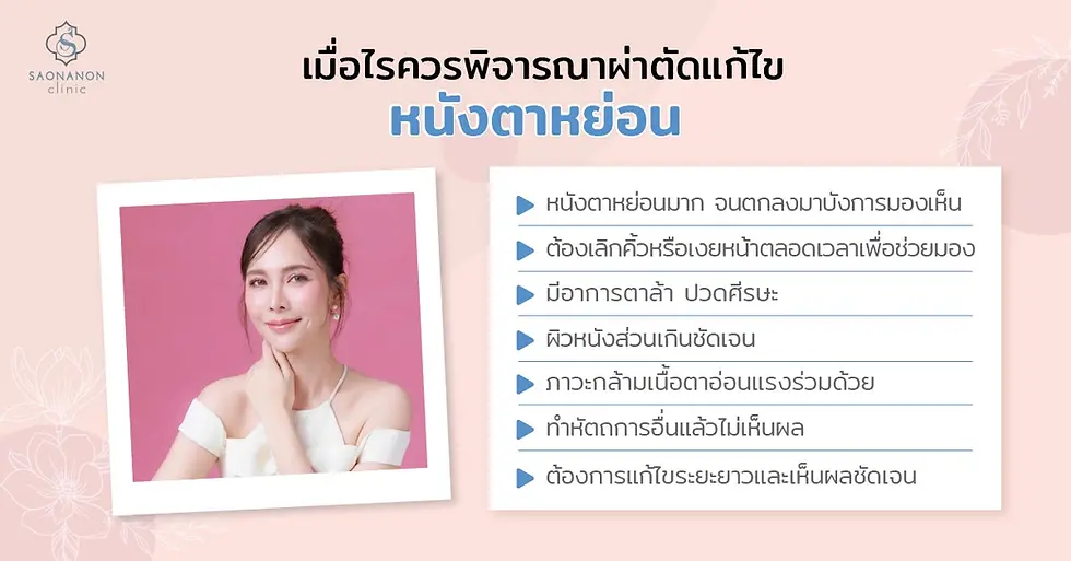 เมื่อไรควรพิจารณาผ่าตัดแก้ไขหนังตาหย่อน