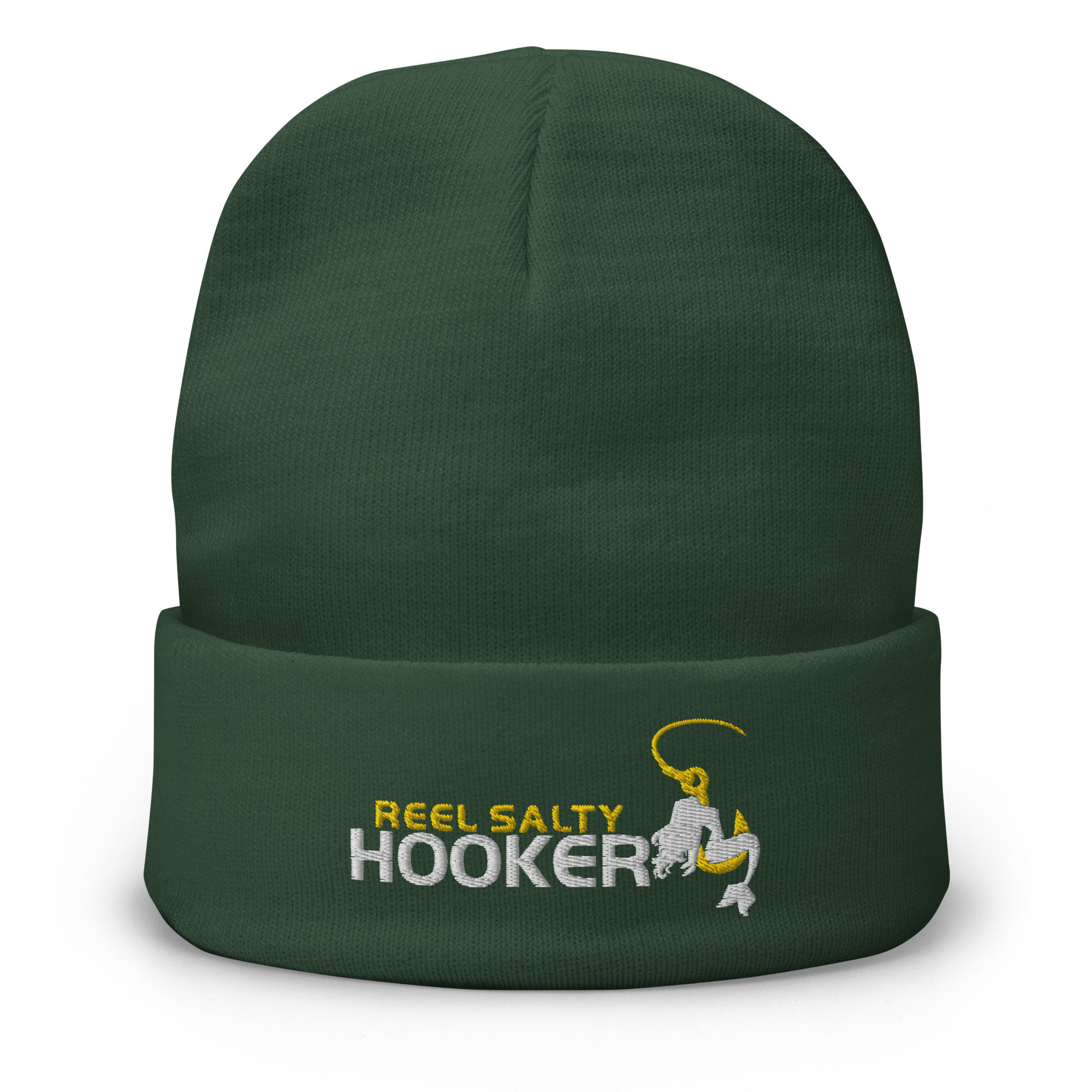 Reel Salty Hooker Embroidered Beanie Gold/White Logo