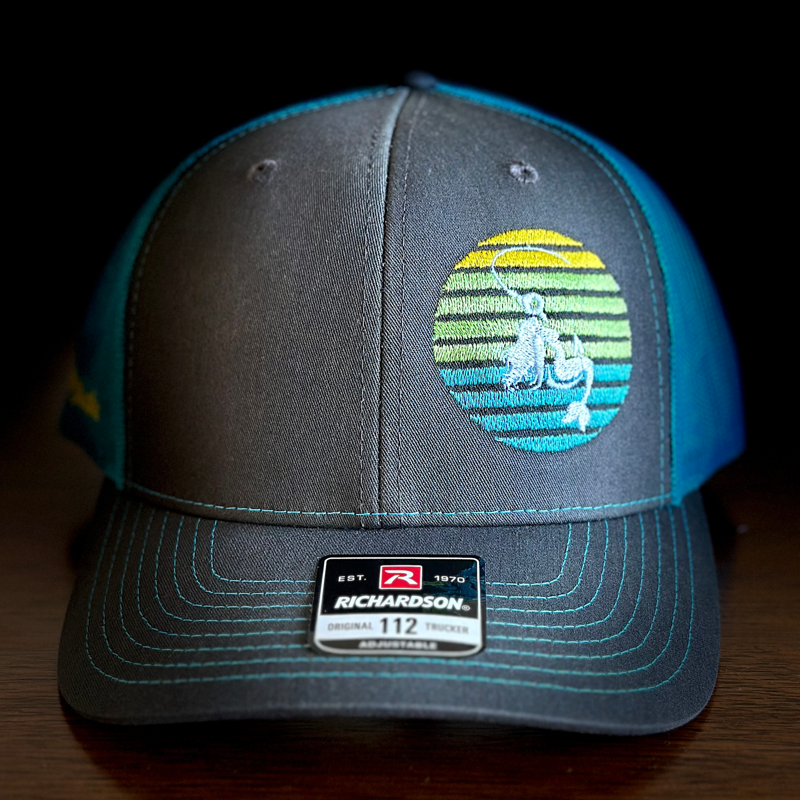 Reel Salty Hooker Neon Blue Retro Sunset 