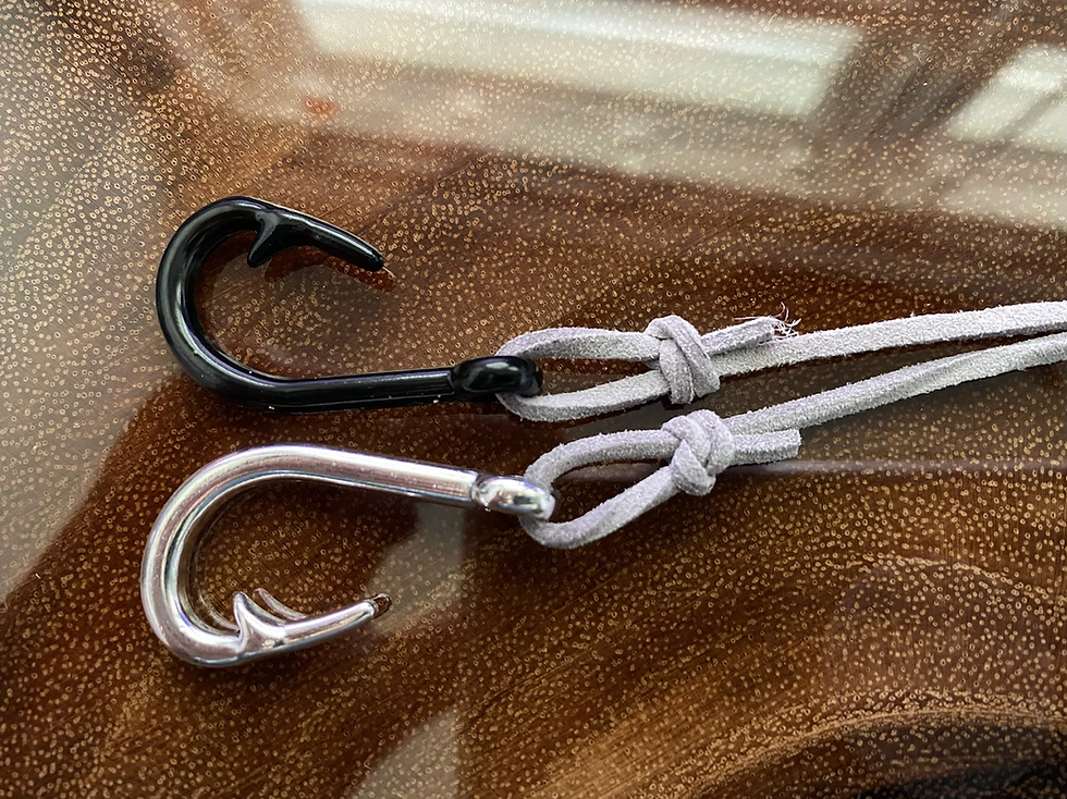 Thumbnail: Leather Back Grey Fish Hook Bracelet