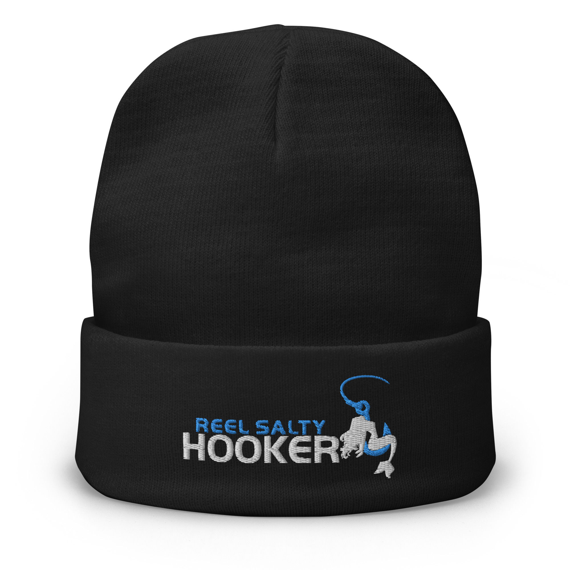 Reel Salty Hooker Embroidered Beanie 3D Blue/White Logo