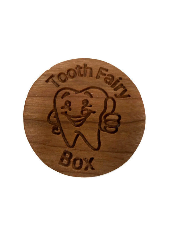 Handmade solid cherry wood tooth fairy box with lid, small wooden tooth holder for kids